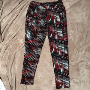 Red, White, and Black leggings w/Artistic Design